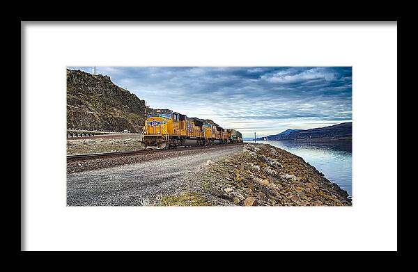 Columbia Framed Print featuring the photograph The Union Pacific Railroad Columbia River Gorge Oregon by Michael W Rogers