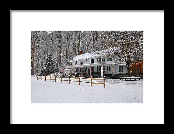 Valley Framed Print featuring the photograph The Valley Green Inn in the Snow by Bill Cannon