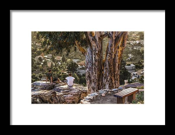 Boys Framed Print featuring the digital art The View by Photographic Art by Russel Ray Photos