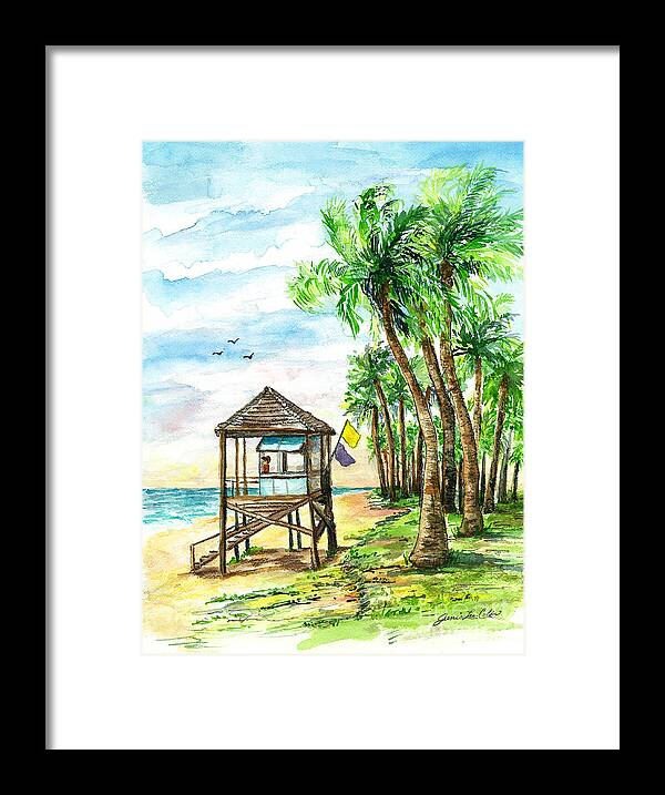 Beach Framed Print featuring the painting The Watcher by Janis Lee Colon