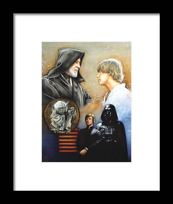 Star Wars Framed Print featuring the drawing The Way of the Force by Edward Draganski