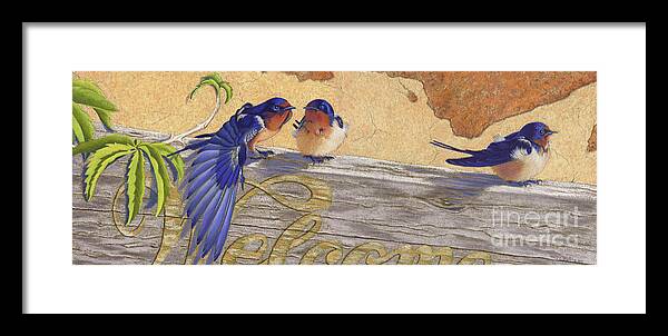 Bird Framed Print featuring the pastel The Welcome Committee by Tracy L Teeter 