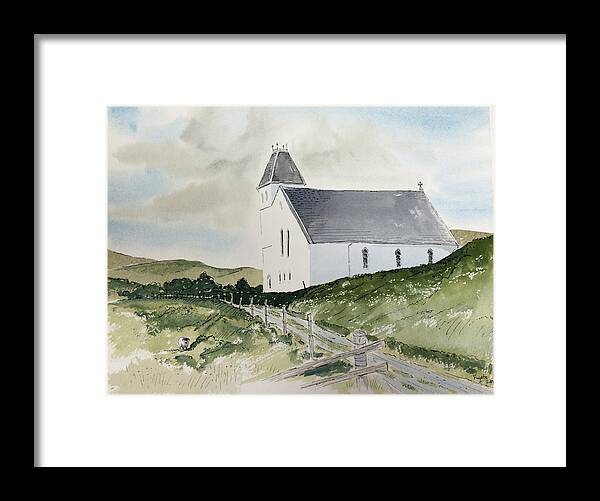 Landscape Framed Print featuring the painting The White Church in Uig by Robert Fugate