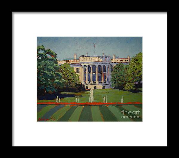 The White House Framed Print featuring the painting The white house by Monica Elena