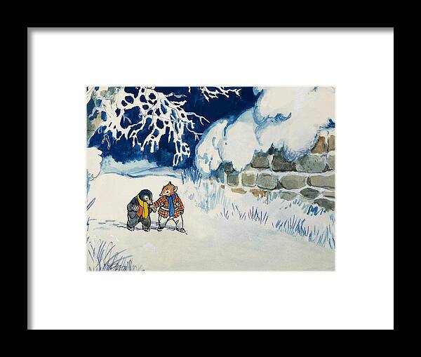 Winter Framed Print featuring the painting The Wind In The Willows Wintry Scene by Philip Mendoza