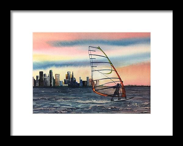 Wind Framed Print featuring the painting The Windsurfer by Joseph Burger