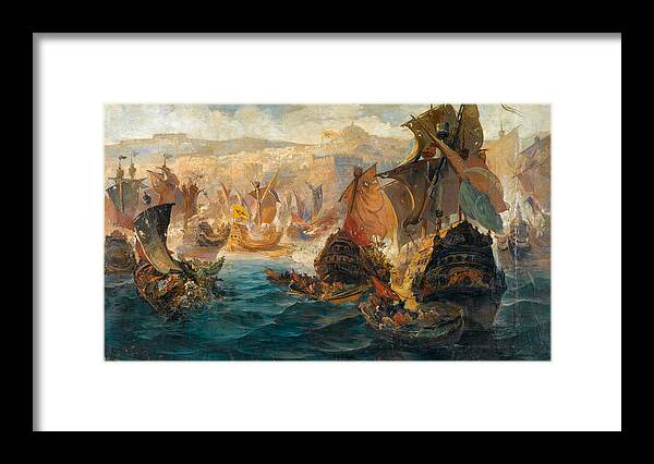Vasilios Chatzis Framed Print featuring the painting The Crusader Invasion Of Constantinople by Vasilios Chatzis