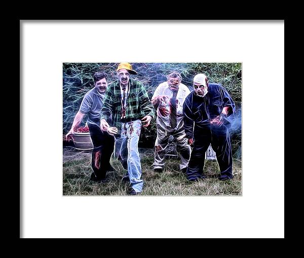 Zombie Framed Print featuring the painting Their Coming To Get You by Jon Volden