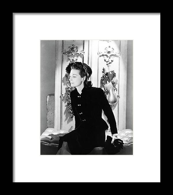 Fashion Framed Print featuring the photograph Thelma Foy Wearing A Suit by Horst P. Horst