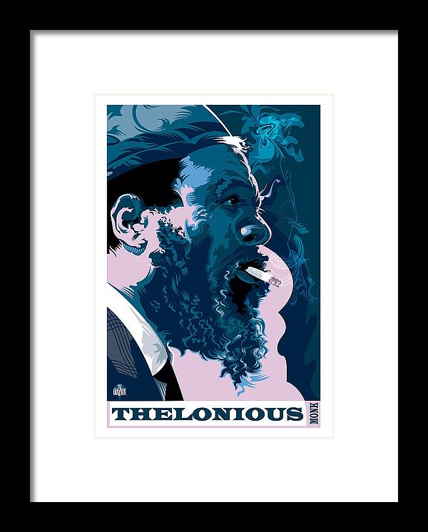 Thelonious Monk Portrait Framed Print featuring the digital art Thelonious Monk by Garth Glazier