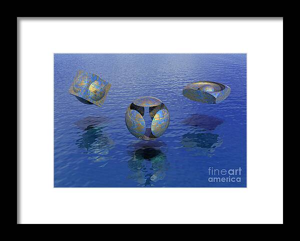Surrealism Framed Print featuring the digital art Then there were three - Surrealism by Sipo Liimatainen