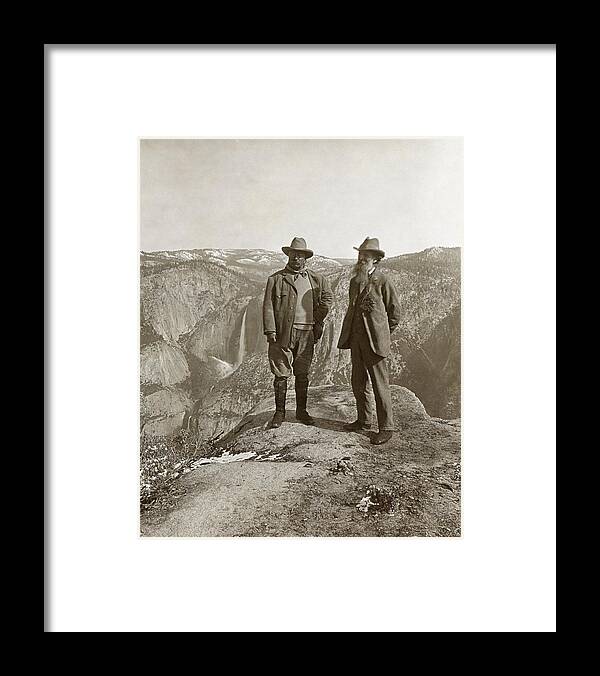 Theodore Roosevelt Framed Print featuring the photograph Theodore Roosevelt And John Muir by Library Of Congress