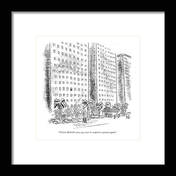 112252 Rda Robert J. Day Soldiers Commenting About Another Soldier Looking Out Of Window Of Plush Hotel. About Another Apartment Army Battle Building Commenting Corps Good Hotel Life Looking Luxury Marine Marines Military Navy Out Plush Soldier Soldiers War Window Framed Print featuring the drawing Confined to Quarters by Robert J Day