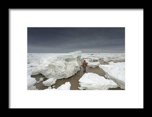 This Is How Thick Ice In Wellfleet Cape Cod Framed Print featuring the photograph This Is How Thick Ice In Wellfleet Cape Cod by Darius Aniunas