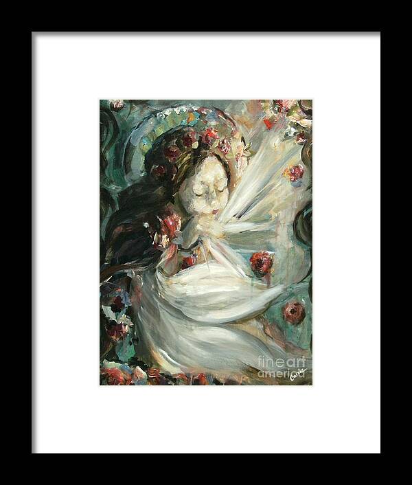 Angel Framed Print featuring the painting This Little Light of Mine by Carrie Joy Byrnes
