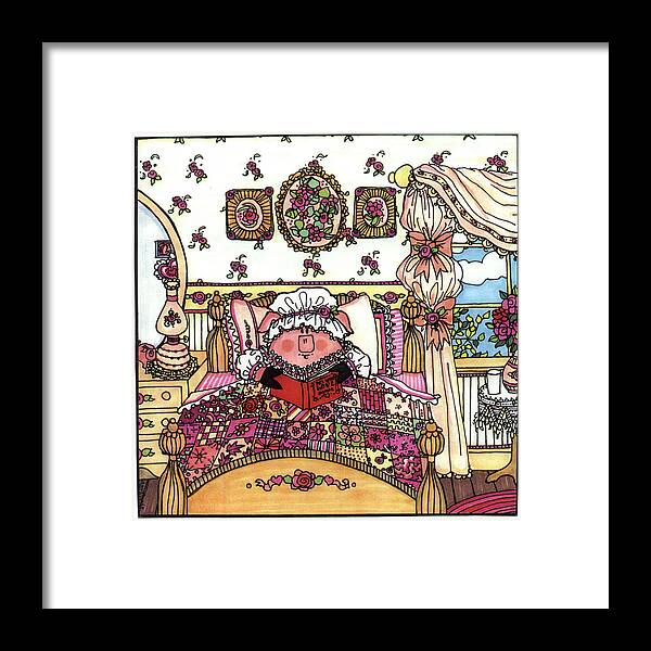 Pigs Framed Print featuring the drawing This Little Piggy Stayed Home by Sarajane Helm