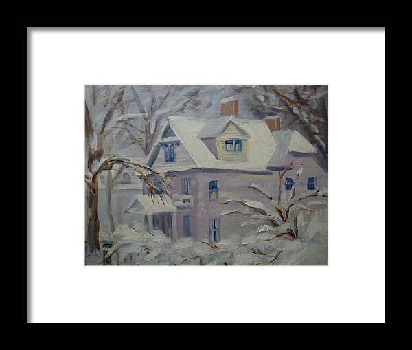 Winter Scene Framed Print featuring the painting This Old House by Robert Martin