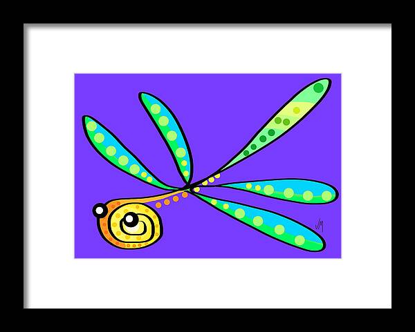 Dragonfly Framed Print featuring the digital art Thoughts and colors series dragonfly by Veronica Minozzi