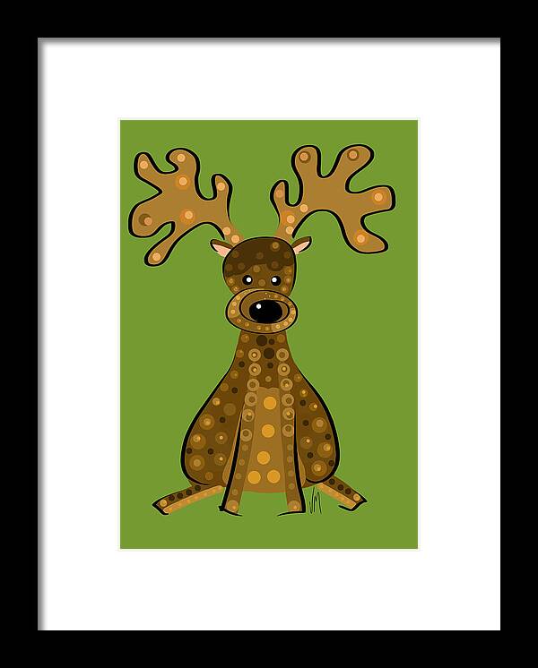Animal Framed Print featuring the digital art Thoughts and colors series reindeer by Veronica Minozzi