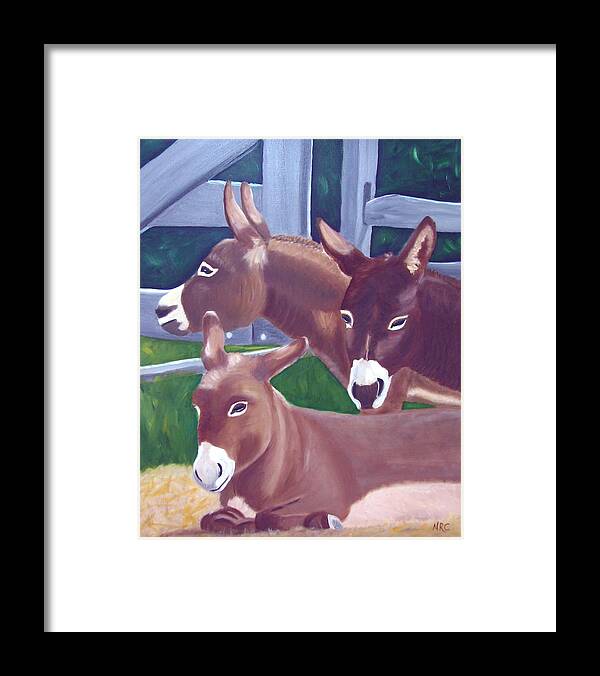 Donkey Framed Print featuring the photograph Three Donkeys by Natalie Rotman Cote