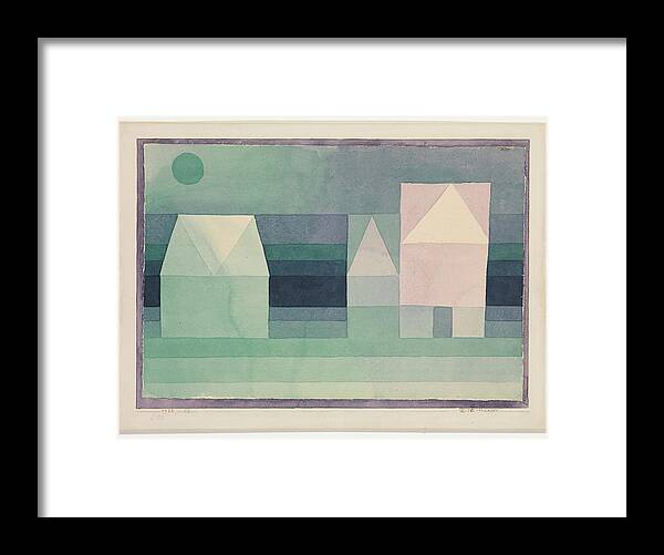 Klee Framed Print featuring the drawing Three Houses by Paul Klee