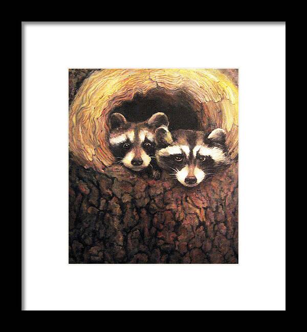 Nature Framed Print featuring the painting Three is a Crowd by Donna Tucker