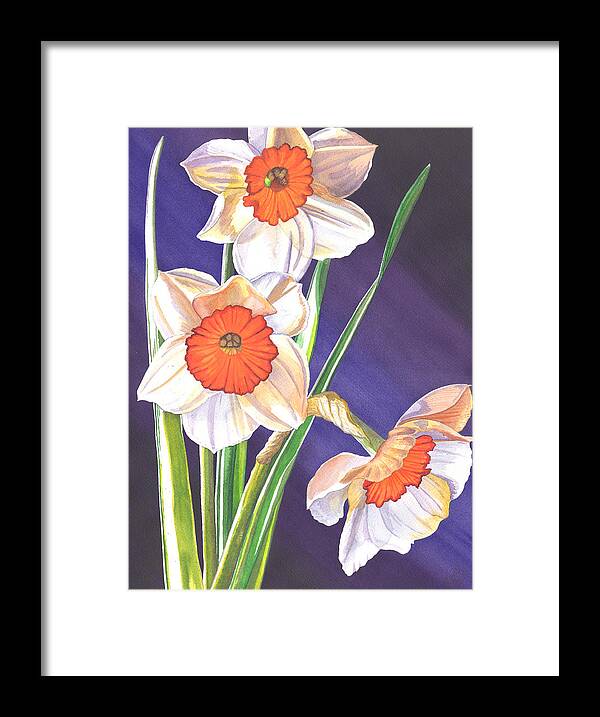 Daffodil Framed Print featuring the painting Three Jonquils by Catherine G McElroy