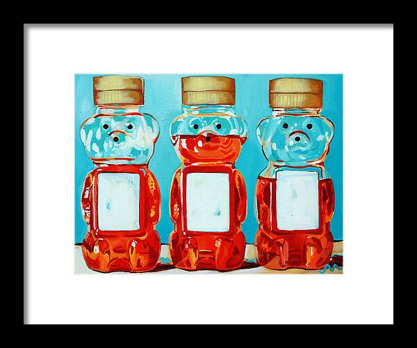 Three Bears Framed Print featuring the painting Three Little Bears by Jayne Morgan