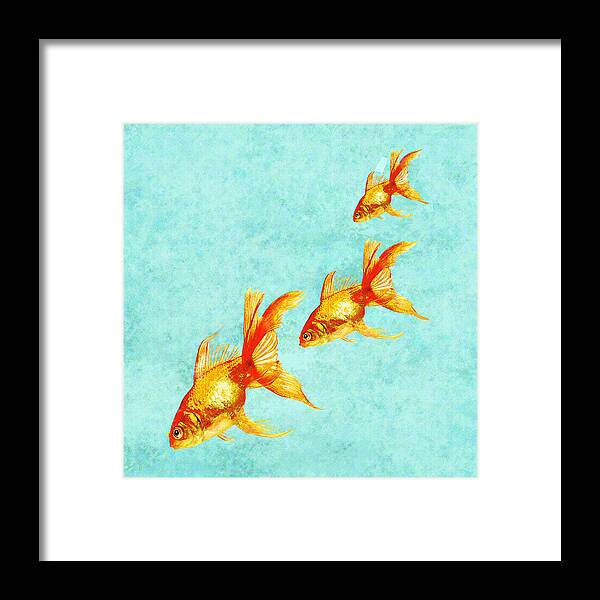 Fish Framed Print featuring the digital art Three Little Fishes by Jane Schnetlage