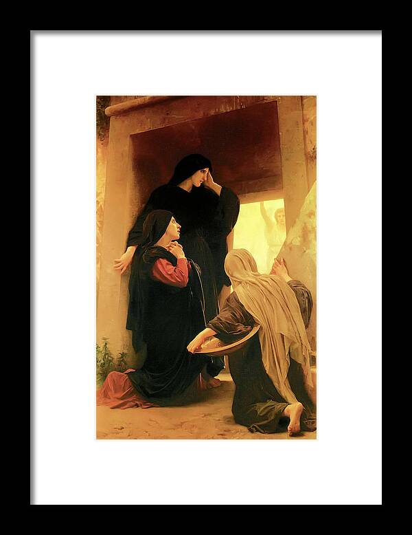 William Adolphe Bouguereau Framed Print featuring the painting Three Marys at the Tomb by William Adolphe Bouguereau