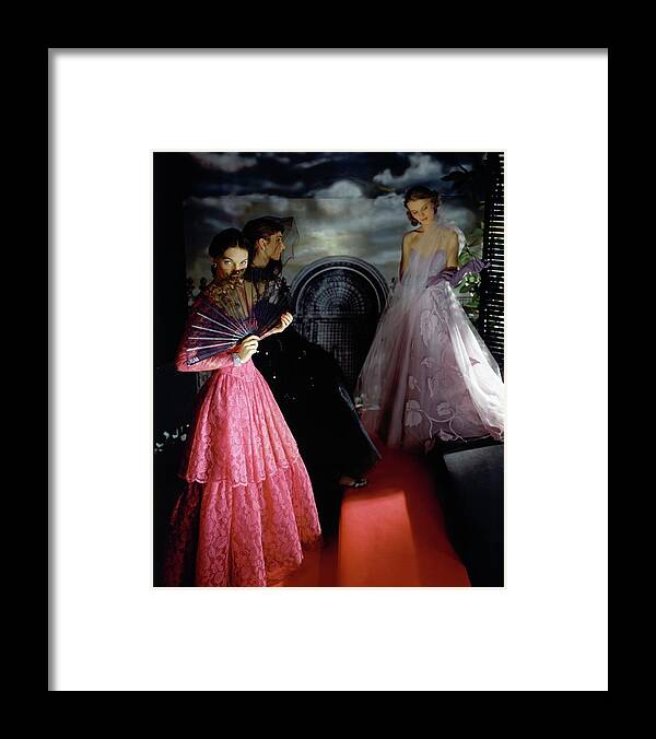 Fashion Framed Print featuring the photograph Three Models Wearing Ball Gowns by Horst P. Horst