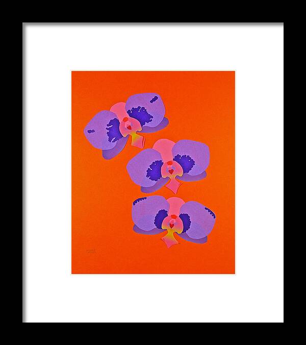 Collage Framed Print featuring the mixed media Three Orchids by Michele Myers