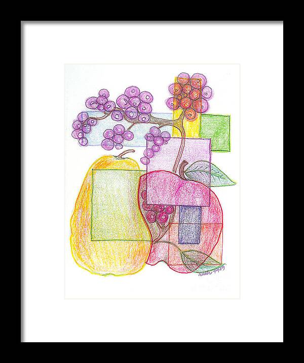 Colored Pencil Framed Print featuring the mixed media Three Squares a Day by Ruth Dailey