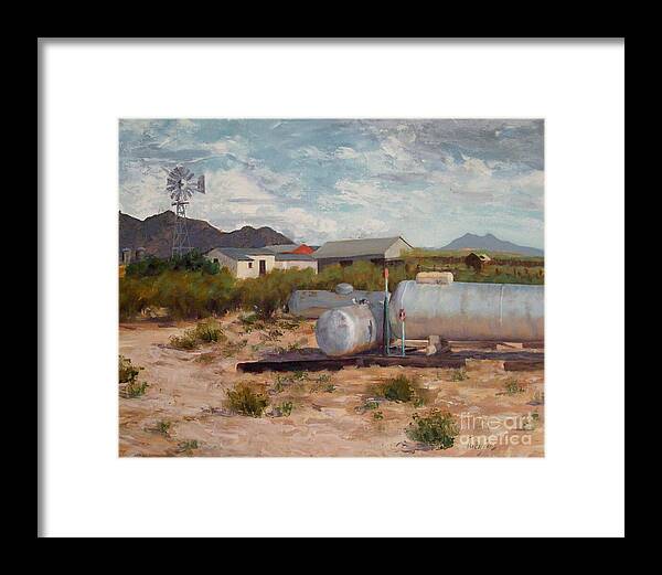 Toenjes Art Framed Print featuring the painting Three Tanks OX Ranch by James H Toenjes