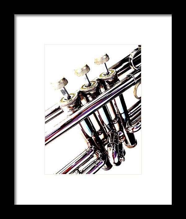  Trumpet Framed Print featuring the photograph Three Valves by Mary Beth Landis