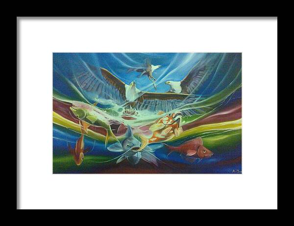 Fish Eagle Framed Print featuring the painting Through the Eyes of a Fish by Andrick Jean