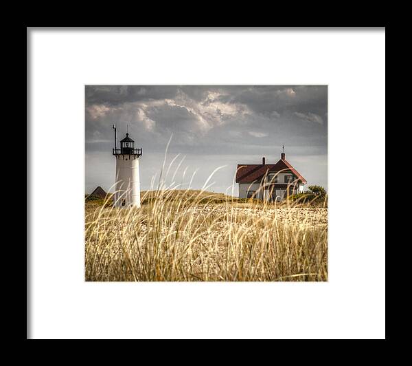 Race Point Light Framed Print featuring the photograph Race Point Light Through the Grass by Brian Caldwell