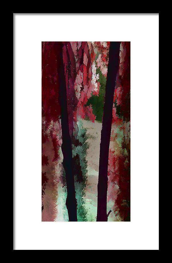 Digital Painting Framed Print featuring the painting Through the Trees by Bonnie Bruno