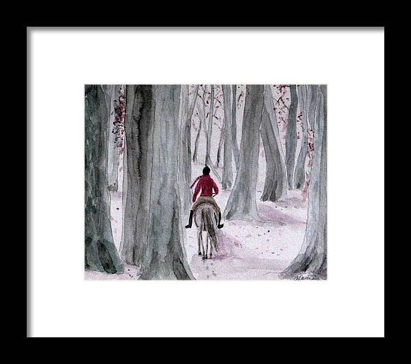 Horses Framed Print featuring the painting Through The Woods by Angela Davies