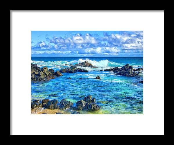 Tidepool Framed Print featuring the painting Tide Pool Near Hana Maui by Dominic Piperata