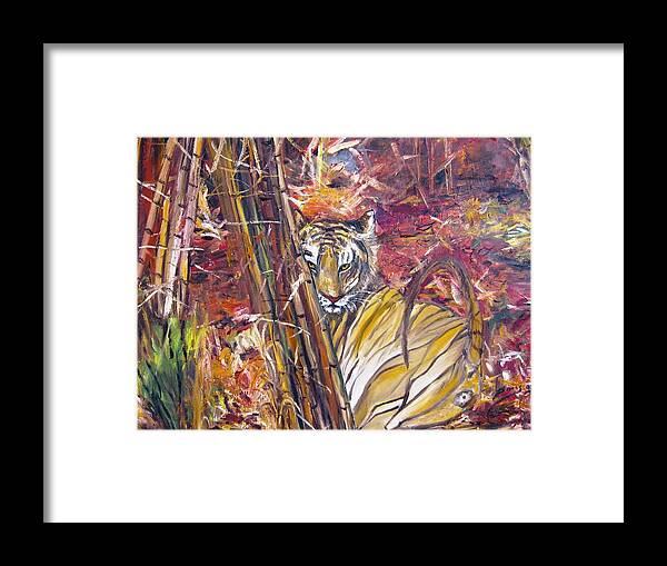 Animals Framed Print featuring the painting Tiger 1 by Doris Cohen