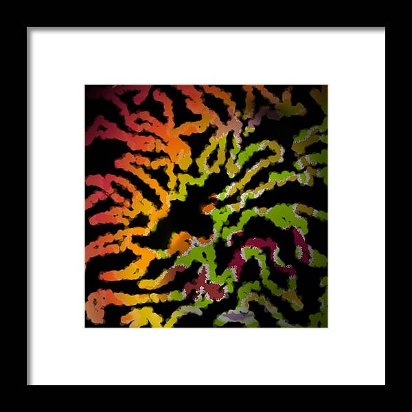 Abstract Framed Print featuring the digital art Tiger action by Christine Fournier