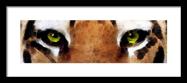 Tiger Framed Print featuring the painting Tiger Art - Hungry Eyes by Sharon Cummings