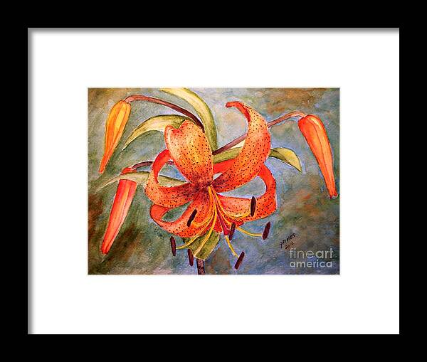 Flower Framed Print featuring the painting Tiger Lily by Carol Grimes