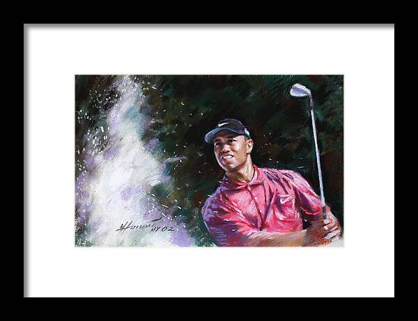 Tiger Woods Framed Print featuring the drawing Tiger Woods by Viola El