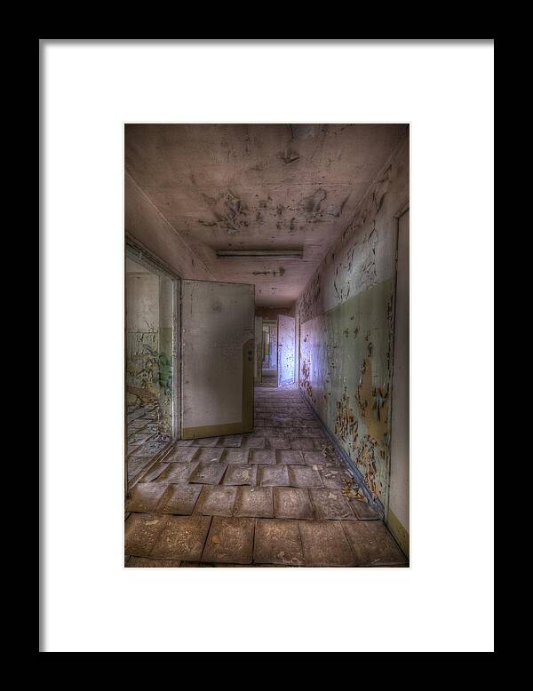 Soviet Framed Print featuring the digital art Tile corridor by Nathan Wright