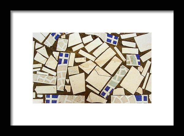 Tiles Framed Print featuring the photograph Tile Pieces in Brown Grout by Lynn Hansen