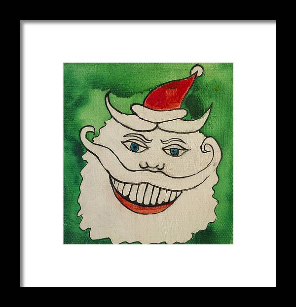 Santa Framed Print featuring the painting Tillie the Mischievous Santa by Patricia Arroyo