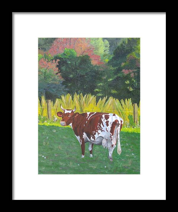 Dairy Cow Framed Print featuring the painting Tilly of Bear Meadows Farm by Barb Pennypacker