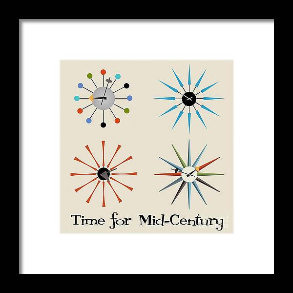 Mid-century Framed Print featuring the digital art Time for Mid-Century by Donna Mibus